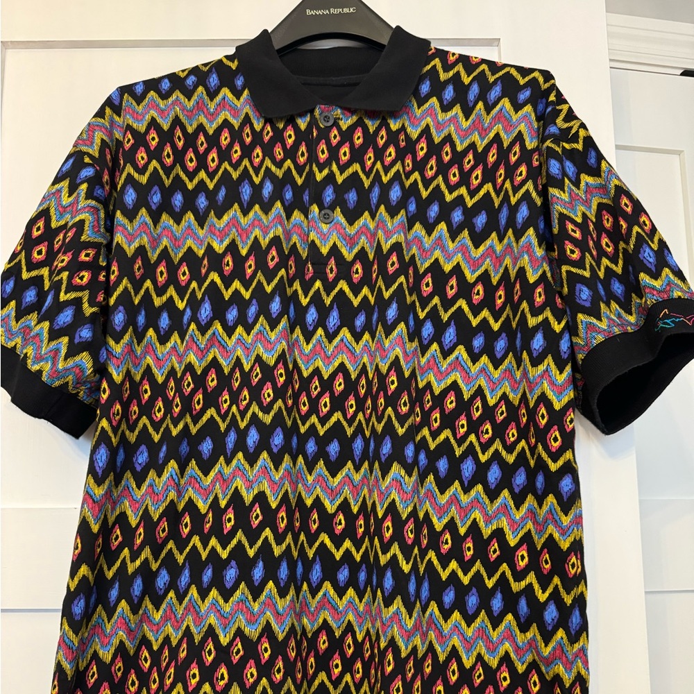 Vintage 1990s Greg Norman Shark men’s Golf Shirt Black collar shirt Medium